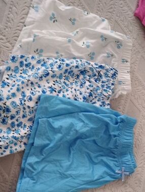 Women's Blue Floral and Solid Shorts Set